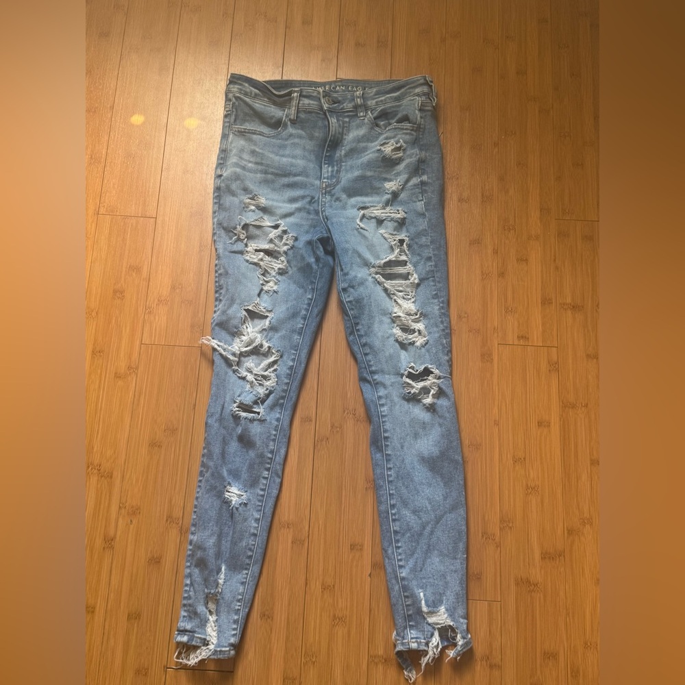 Distressed Blue Jeans